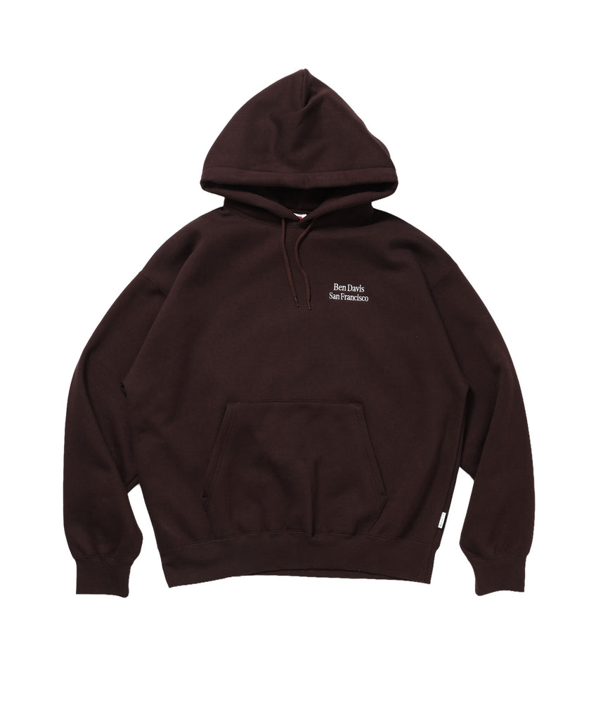 BD SWEAT HOODIE / スウェットパーカー プルオーバー フーディ ワンポイント刺繍 裏起毛 ユニセックス ブラウン