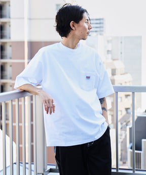 BIG POCKET TEE ZF / ポケット 半袖 ワンポイント ワイドシルエット ヘビーウエイト クルーネック ホワイト