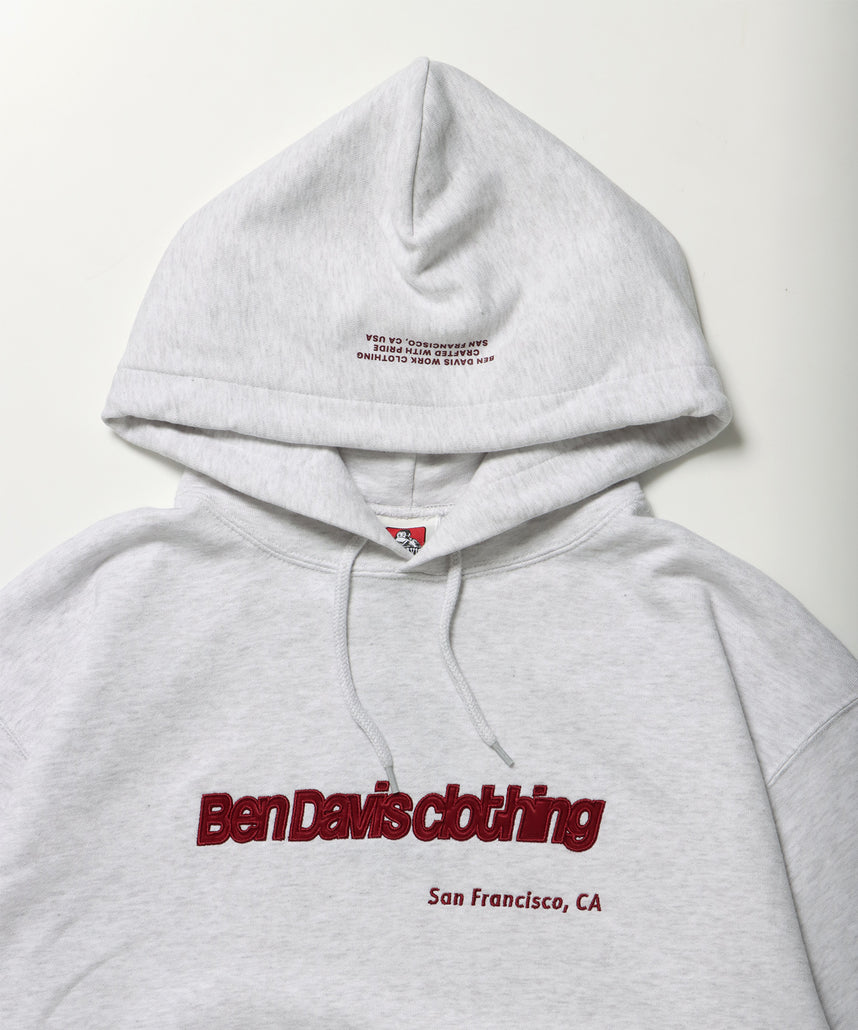 MID WEIGHT SWEAT HOODIE /パーカー ジップパーカー ダブルジップ 短丈 刺繍 プリント アッシュグレー
