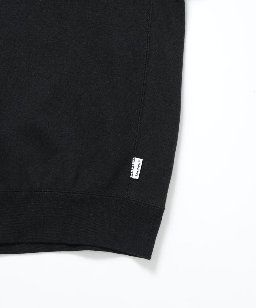 BD SWEAT CREW / スウェット クルーネック 裏起毛 ワンポイント刺繍 リサイズ ユニセックス ブラック