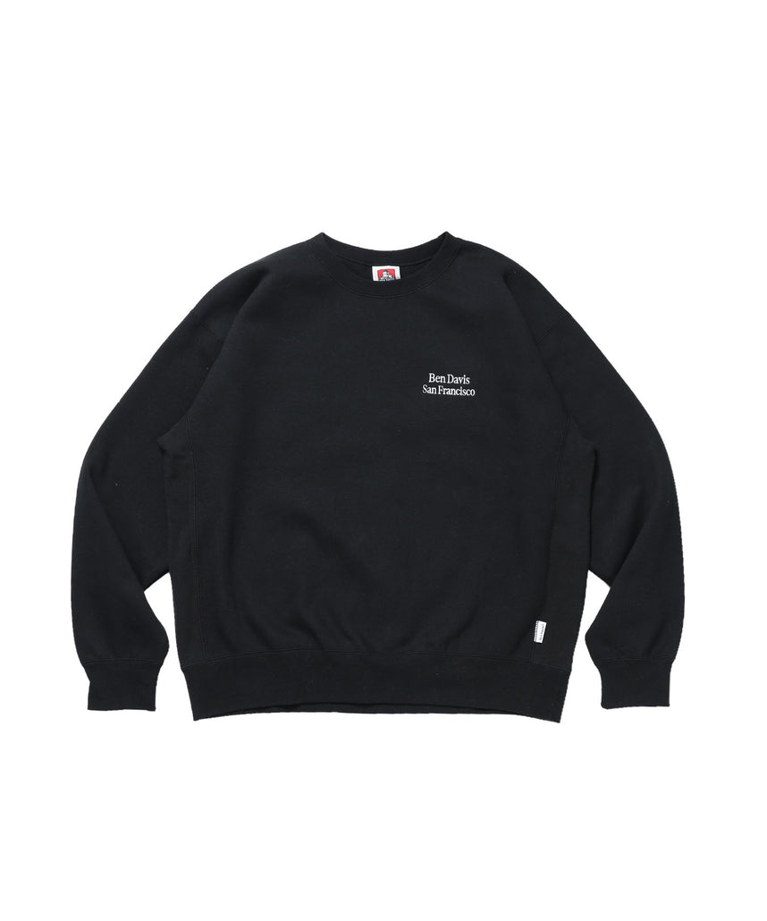 BD SWEAT CREW / スウェット クルーネック 裏起毛 ワンポイント刺繍 リサイズ ユニセックス ブラック