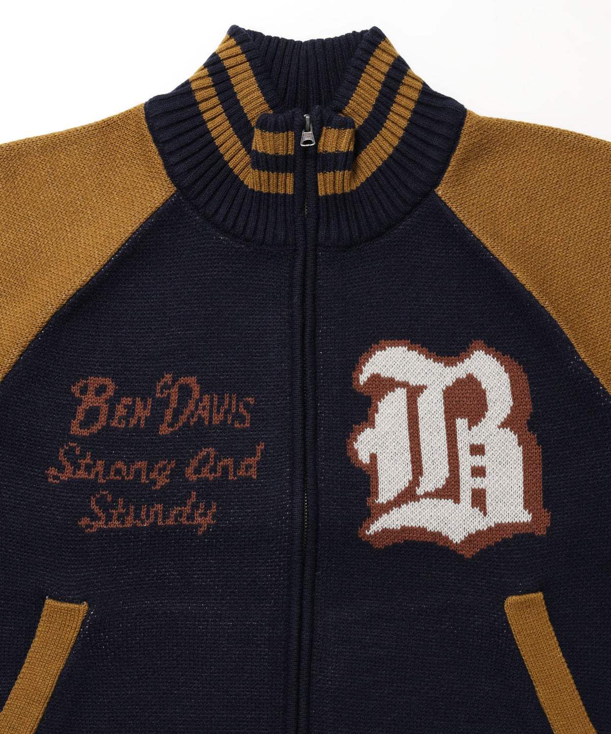 BALLPARK KNIT JACKET / ニット ジャケット ジャケード 刺繍 スタジャン スタジアムジャンパー ユニセックス 秋冬 ネイビー
