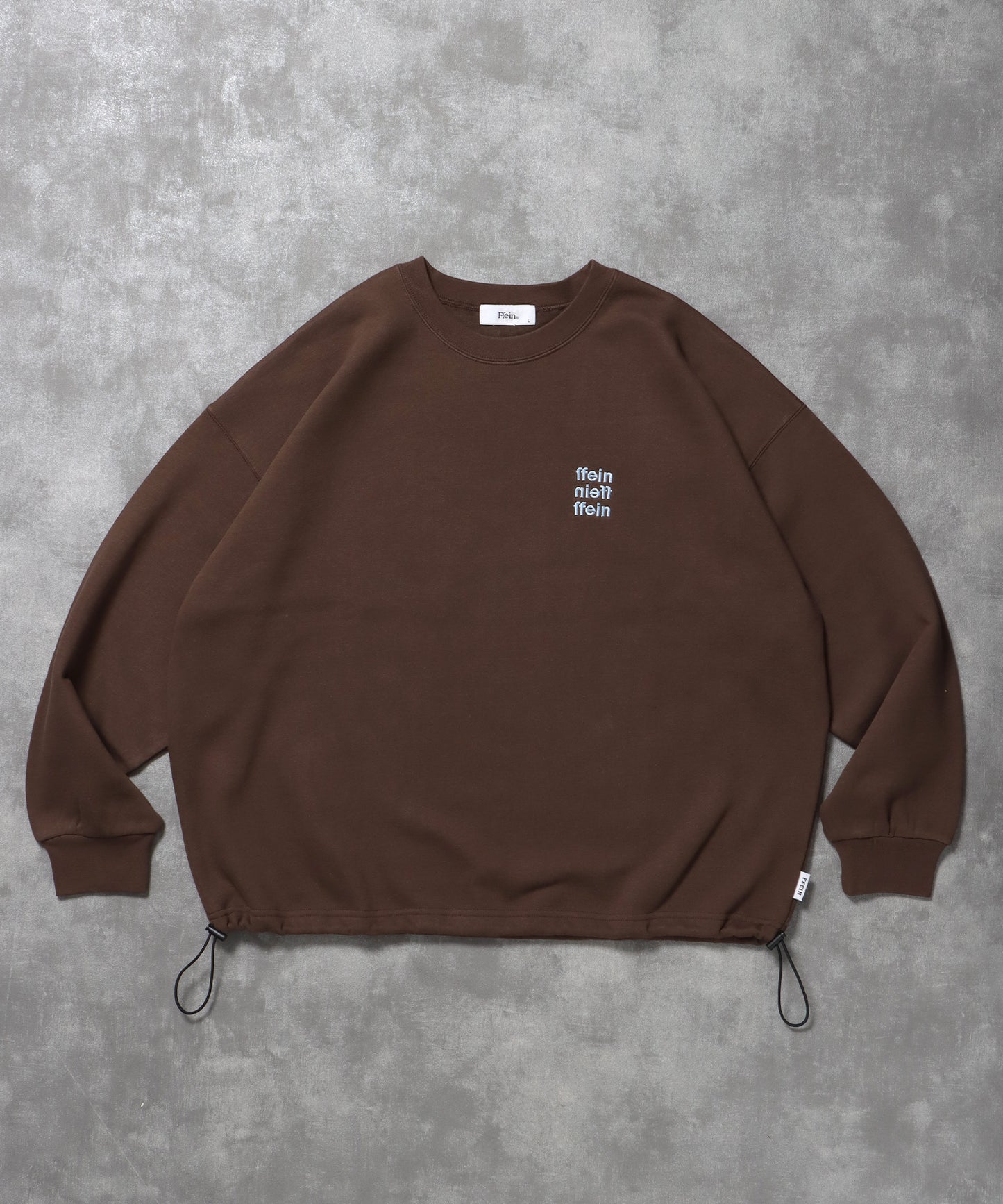 ヘビーウエイト3段ロゴドローコード付スウェット / スウェット トレーナー ロゴプリント ドローコード 裏起毛 ブラウン