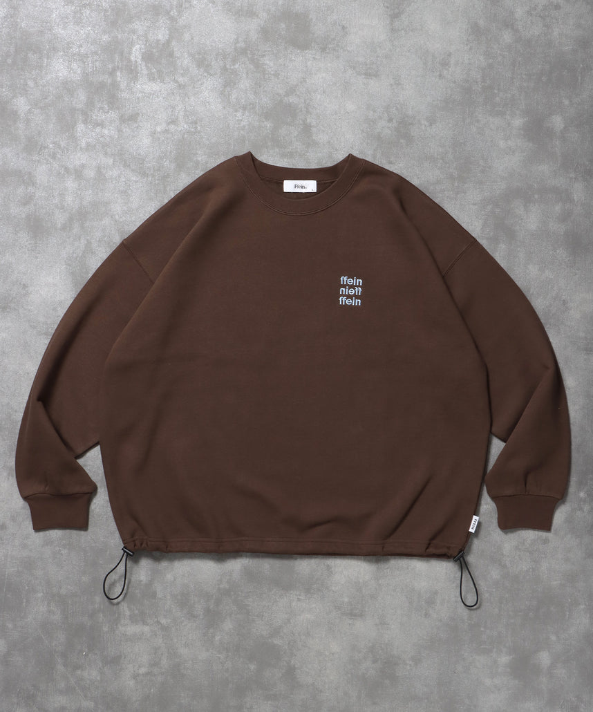 ヘビーウエイト3段ロゴドローコード付スウェット / スウェット トレーナー ロゴプリント ドローコード 裏起毛 ブラウン