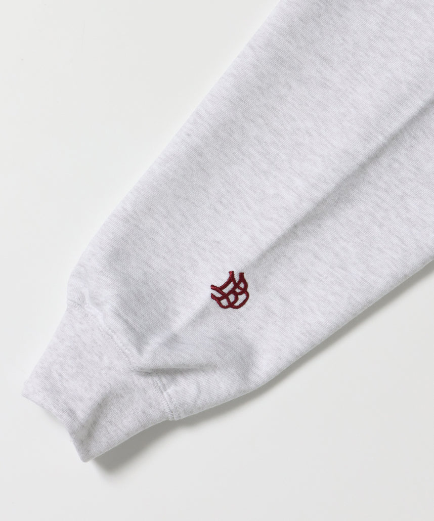 MID WEIGHT SWEAT HOODIE /パーカー ジップパーカー ダブルジップ 短丈 刺繍 プリント アッシュグレー
