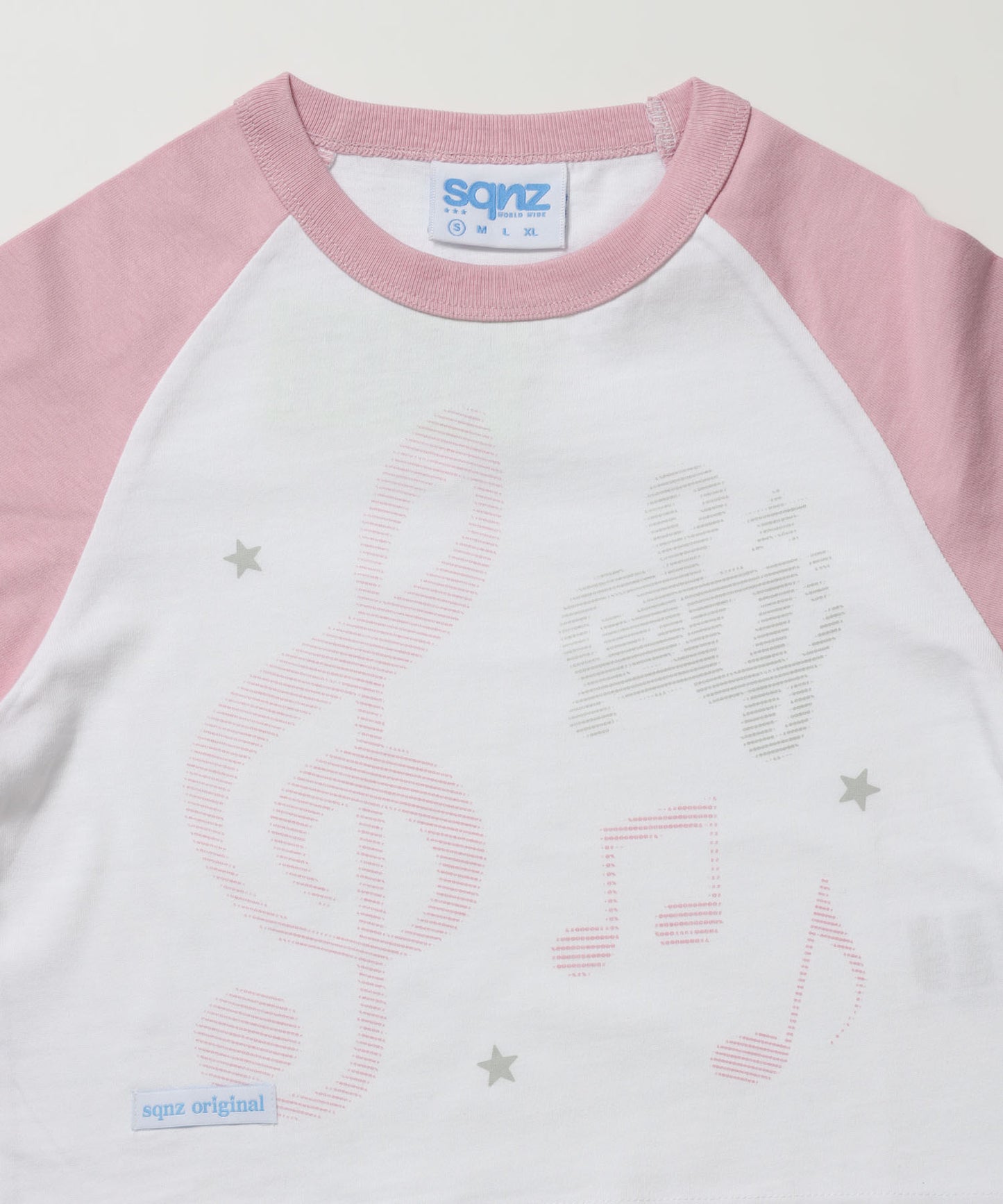 ※WEB限定 / プリントピチTシャツ / 配色ラグラン半袖Tシャツ / sqnz treble clef pt tee ピンク