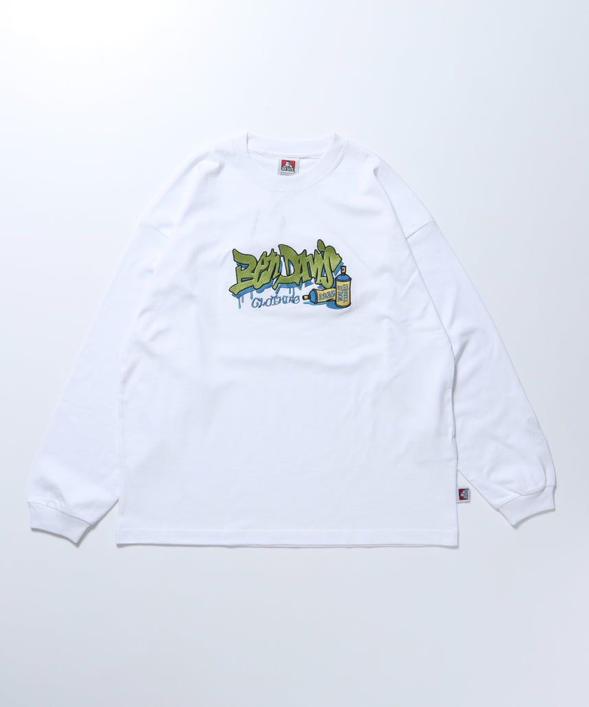 SPRAY ART EMB L/S TEE WIDE / ロンT 長袖 刺繍 ビックサイズ ホワイト