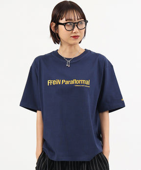 センターロゴ刺繍ショート丈Tシャツ / Tシャツ 短丈 クルーネック 半袖 ショート丈 刺繍 ネイビー