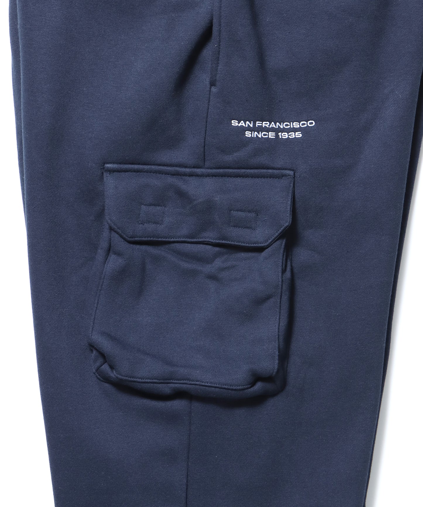 CARGO POCKET SWEATPANTS / ワイドシルエット ドローコード 刺繍 シティガール シティボーイ 裏起毛 ネイビー