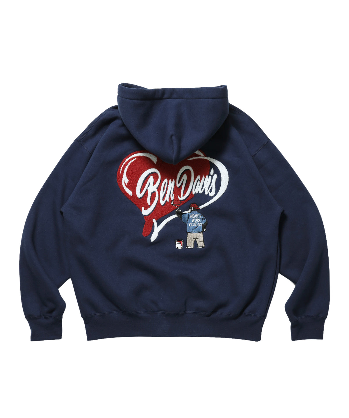 HEART CHENILLE ZIP HOODIE / ジップパーカー フード ハート チェニール 刺繍 裏起毛 ユニセックス ネイビー