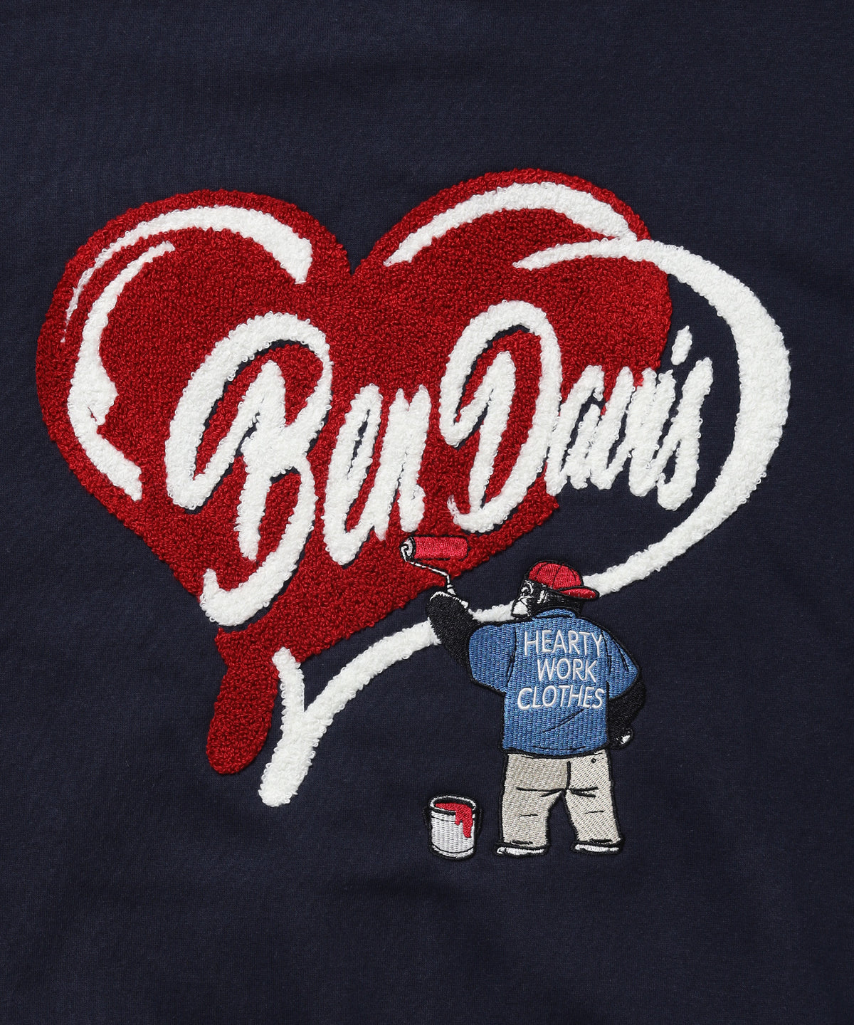 HEART CHENILLE ZIP HOODIE / ジップパーカー フード ハート チェニール 刺繍 裏起毛 ユニセックス ネイビー