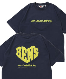 HEART CHENILLE 3 TEE / Tシャツ 半袖 クルーネック 刺繍 ワンポイント ユニセックス オーバーサイズ サガラ ネイビー