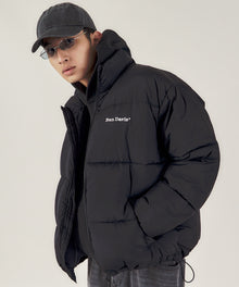 BD PUFFER JACKET / ダウン ジップ ドローコード ブラック