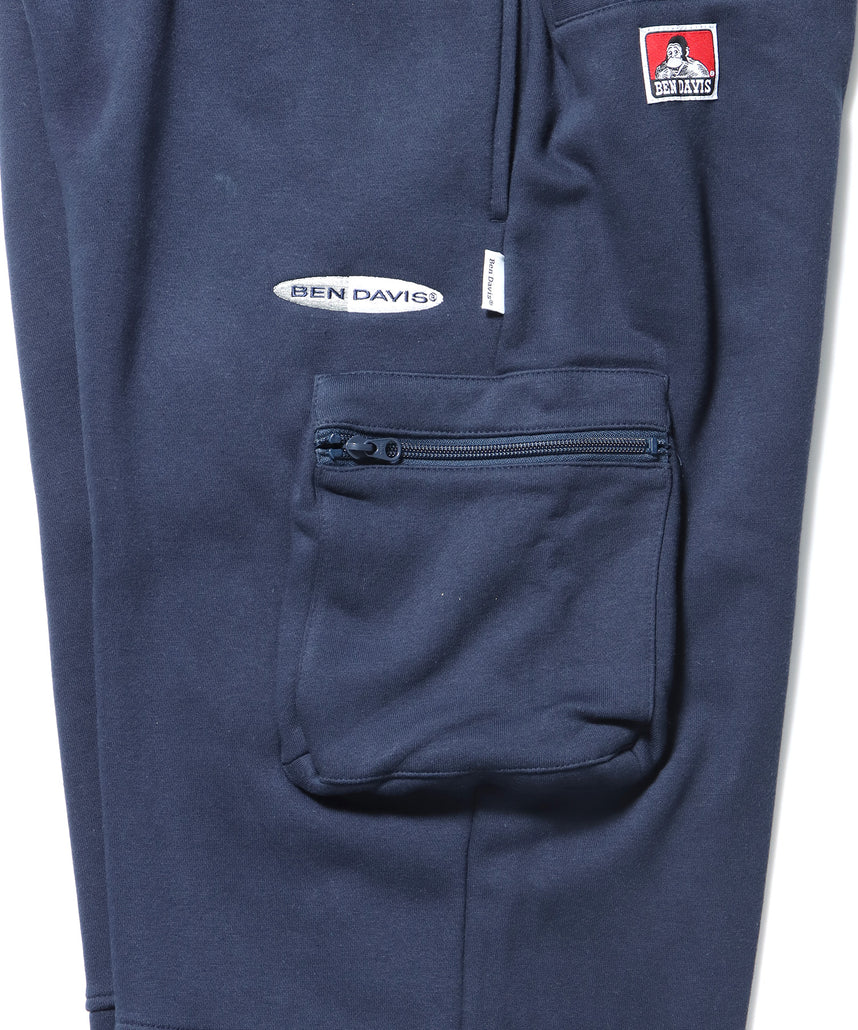 CARGO POCKET SWEATPANTS / ワイドシルエット ドローコード 刺繍 シティガール シティボーイ 裏起毛 ネイビー