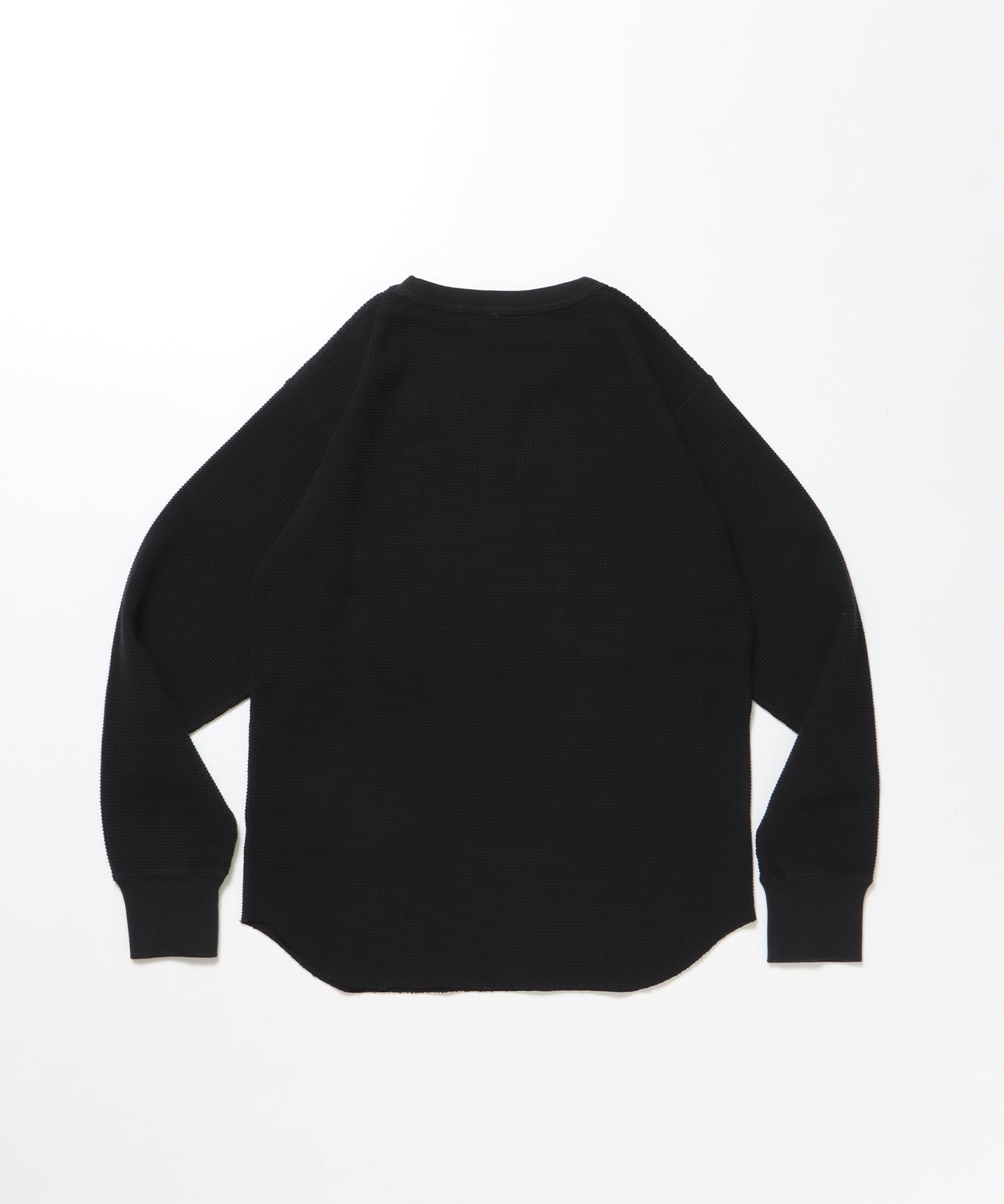 WAFFLE L/S CREW / ビッグシルエット ワッフル クルーネック 長袖 レイヤード ブラック