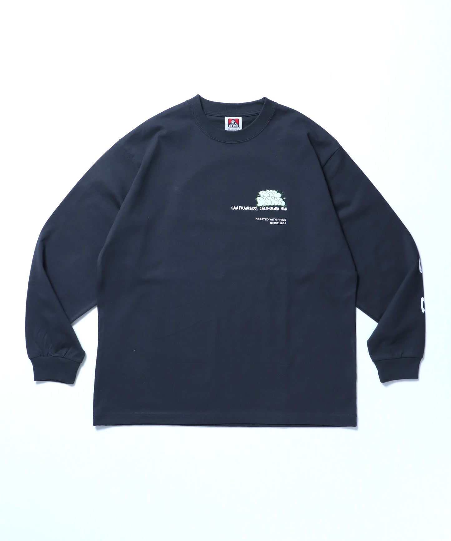 BUBBLE L/S TEE[WIDE] / ロンT 長袖 ワンポイント ワイドシルエット チャコール
