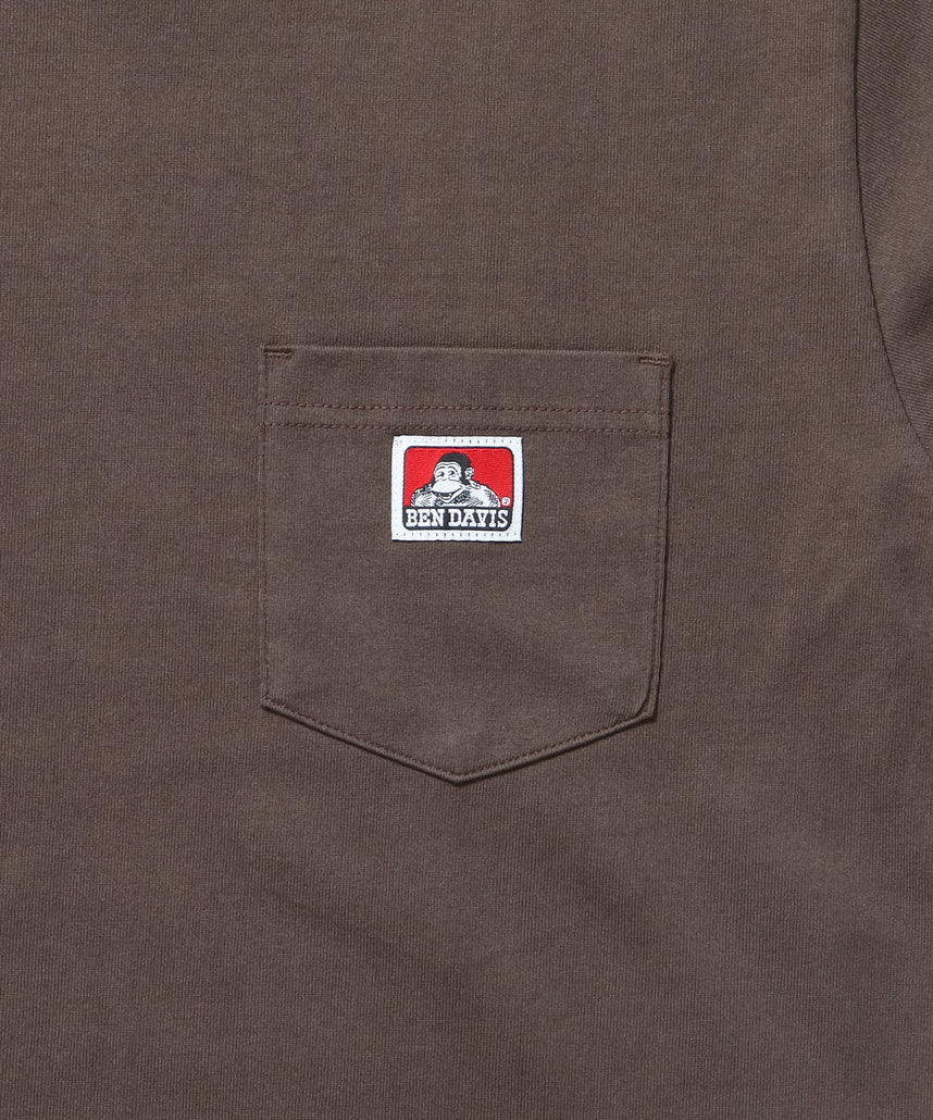 BEN'S POCKET TEE(REG) / ポケット 半袖 ワンポイント レギュラーサイズ ヘビーウエイト クルーネック ダークブラウン