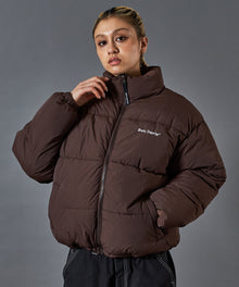 BD PUFFER JACKET / ダウン ジップ ドローコード ブラウン