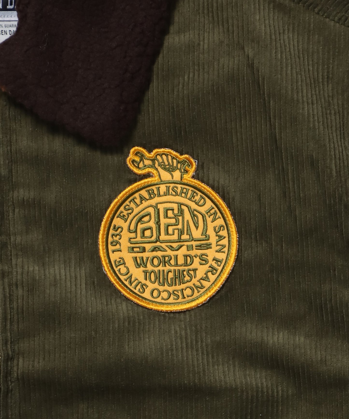 REMOVAL BOA COLLAR CORD JACKET /ジャケット ボア 刺繍 ワッペン スイングトップ カーキ