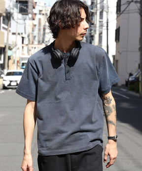 【BEN DAVIS（ベンデイビス）】CLASSIC S/S HENLEY / Tシャツ ヘンリーネック  無地 シンプル ユニセックス 加工 ブラック