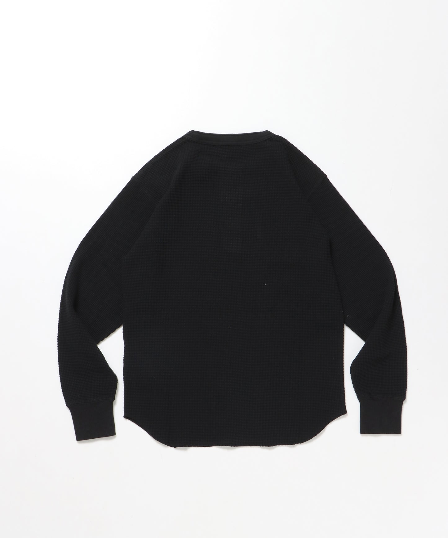 WAFFLE L/S HENLEY / ヘンリー ワッフル オーバーサイズ 長袖 レイヤード ブラック