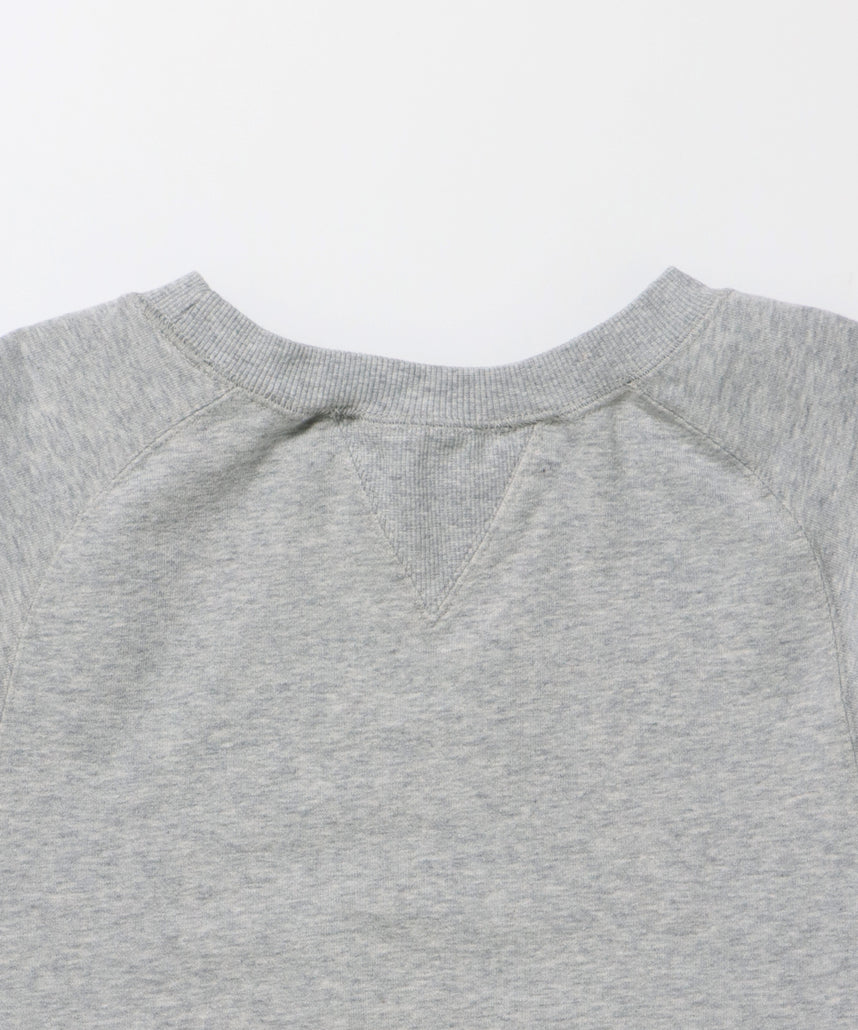 70'S FIT F-SLEEVE CREW / 加工 裏起毛 クルーネック スウェット ラグラン 短丈 裏毛 グレー