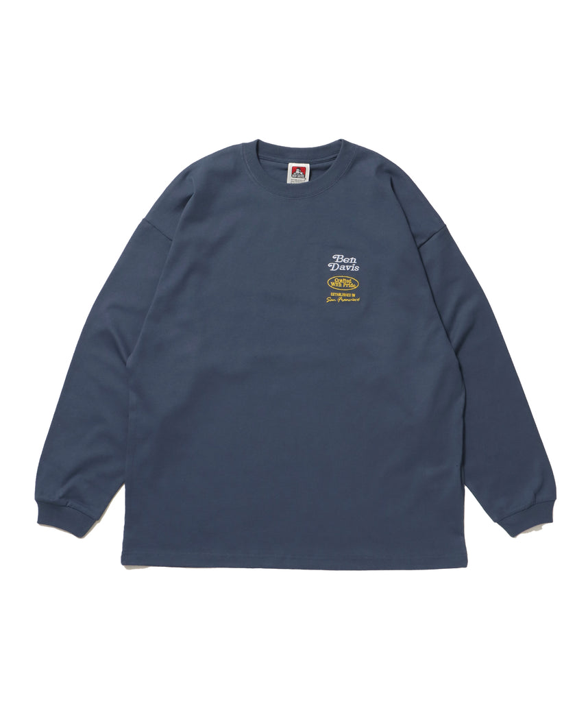 SPONSRED L/S TEE[WIDE] / クルーネック 長袖 刺繍 オーバーサイズ ブルーグレー