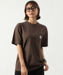BIG POCKET TEE / ポケット 半袖 ワンポイント ワイドシルエット ヘビーウエイト クルーネック ダークブラウン