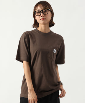 BIG POCKET TEE / ポケット 半袖 ワンポイント ワイドシルエット ヘビーウエイト クルーネック ダークブラウン