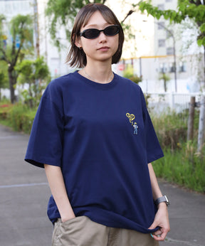 GORILLA EMB COOL TEE / Tシャツ 接触冷感 半袖 クルーネック ワンポイント 刺繍 ワンポイント ネイビー