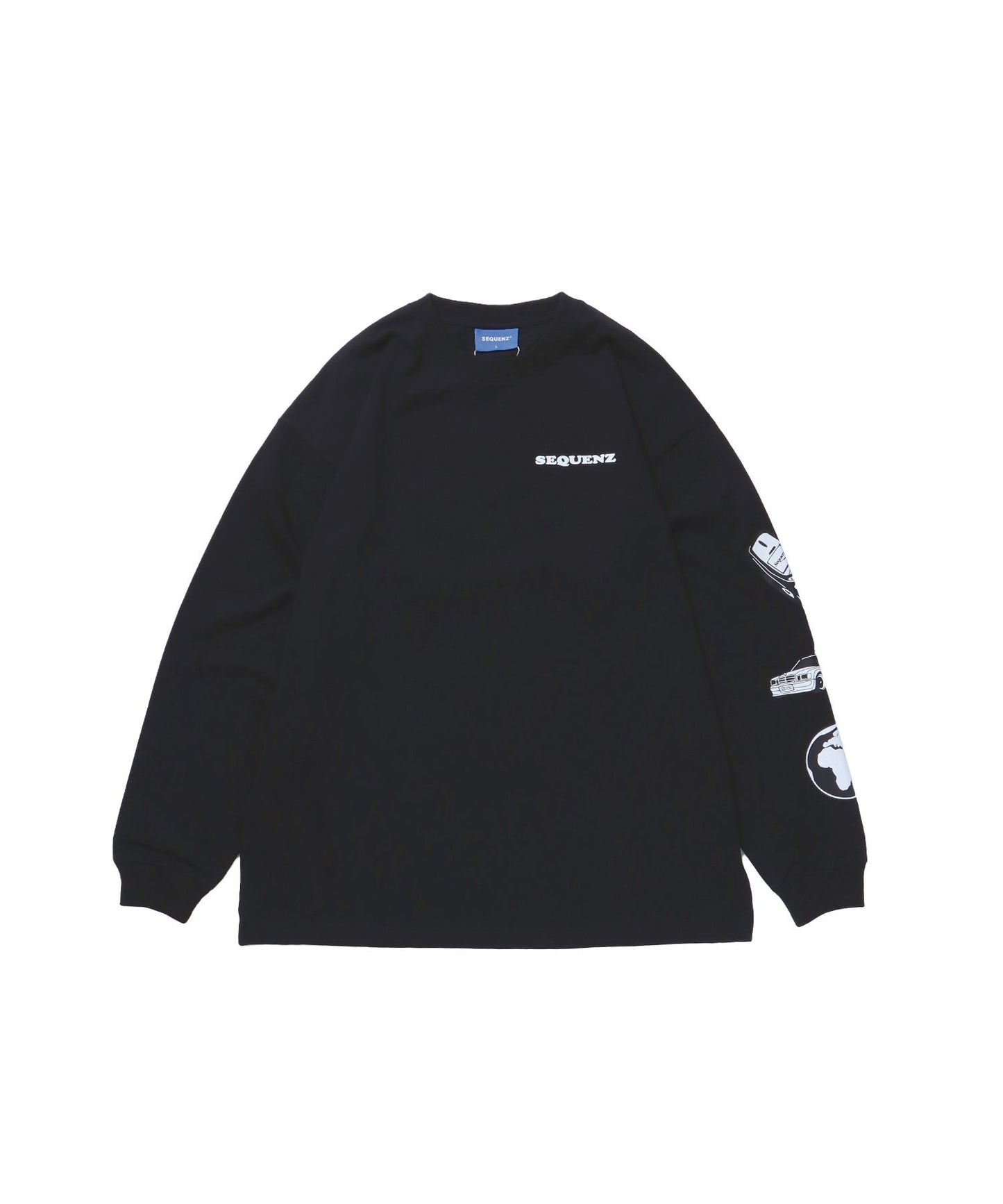 【SEQUENZ】８ボール プリント ロンT ビックサイズ 長袖 Tシャツ ブラック