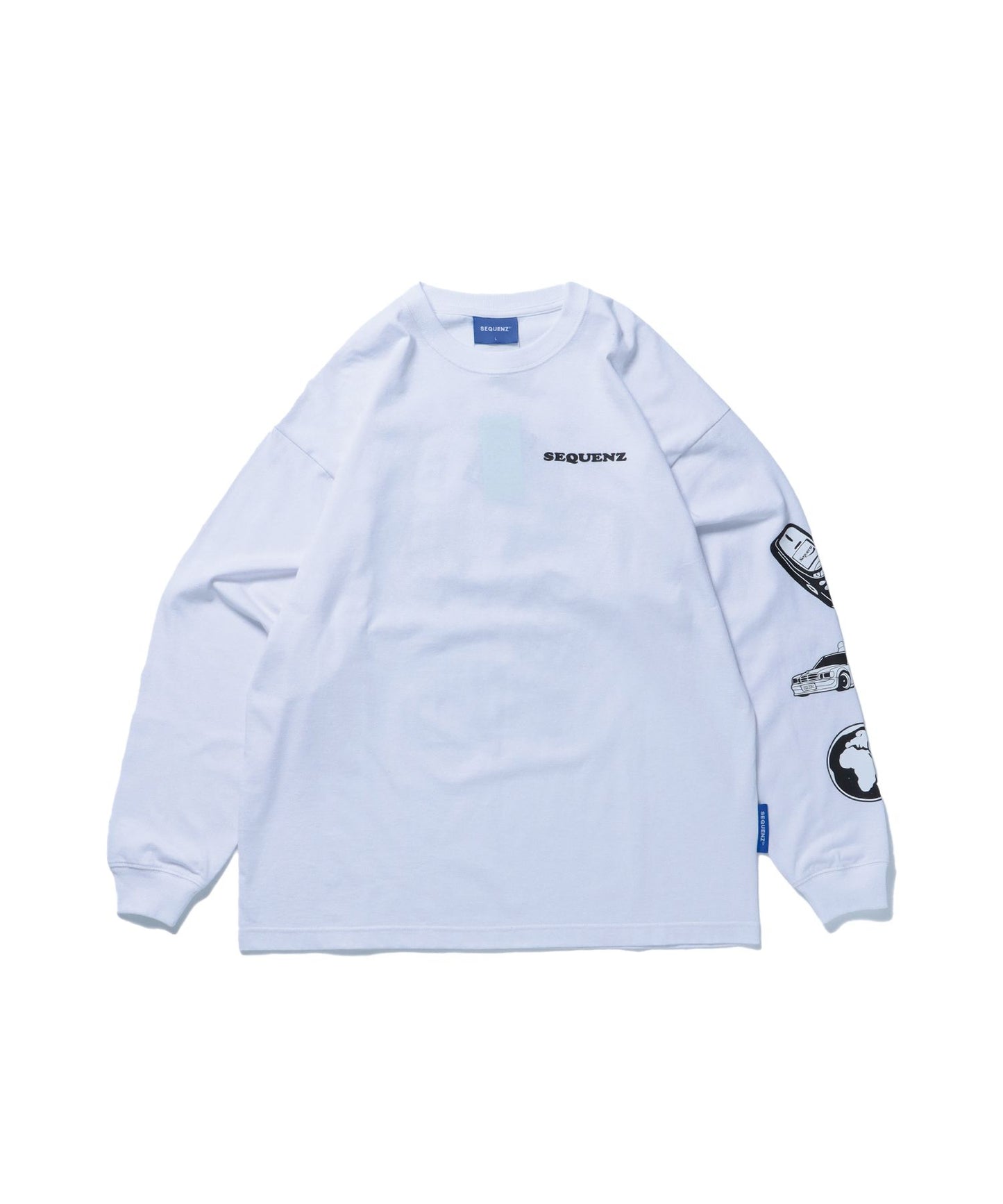 【SEQUENZ】８ボール プリント ロンT ビックサイズ 長袖 Tシャツ ホワイト