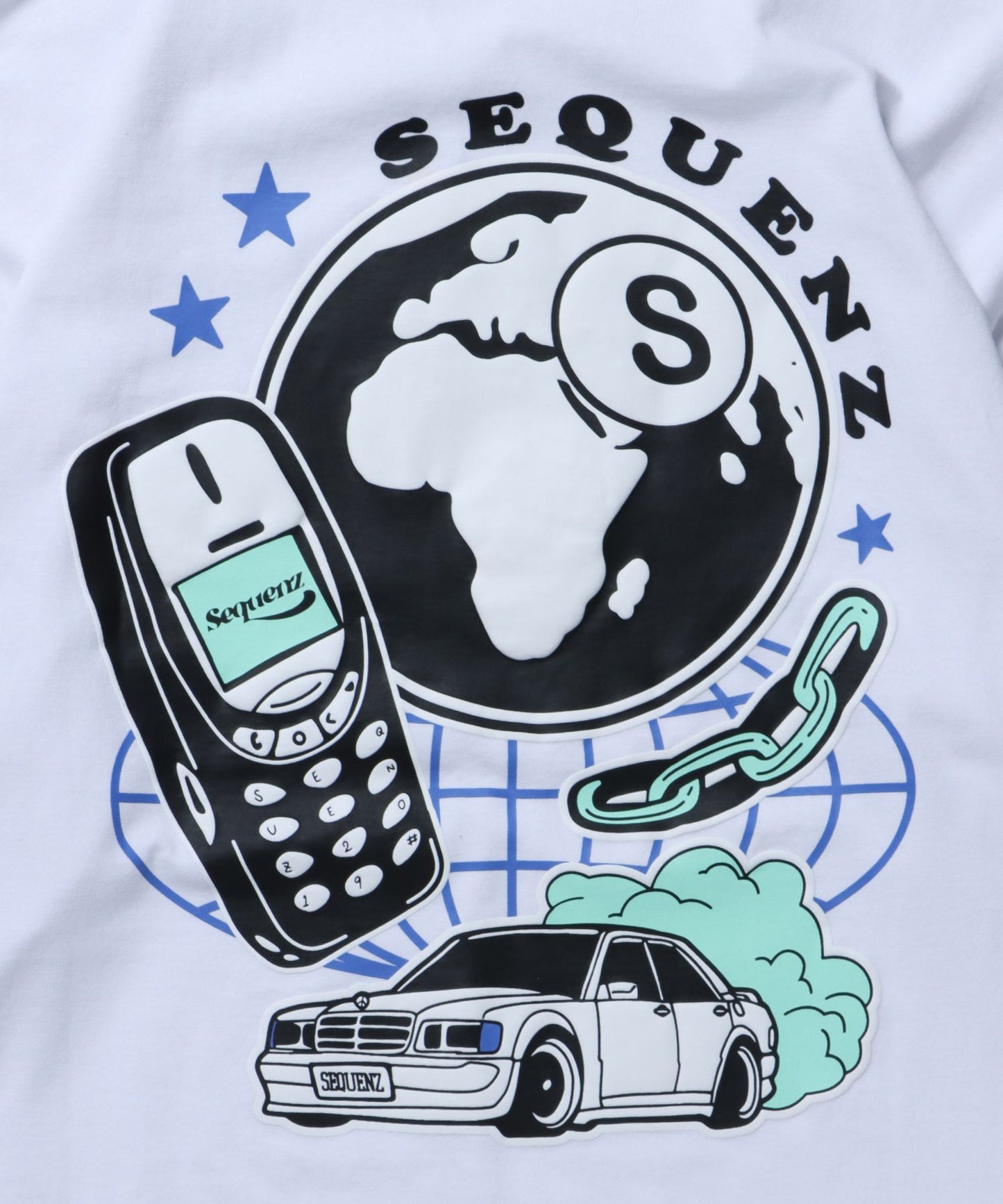 【SEQUENZ】 "EMOTIONAL"L/S TEE/ ８ボール プリント ロンT ビックサイズ 長袖 Tシャツ ホワイト