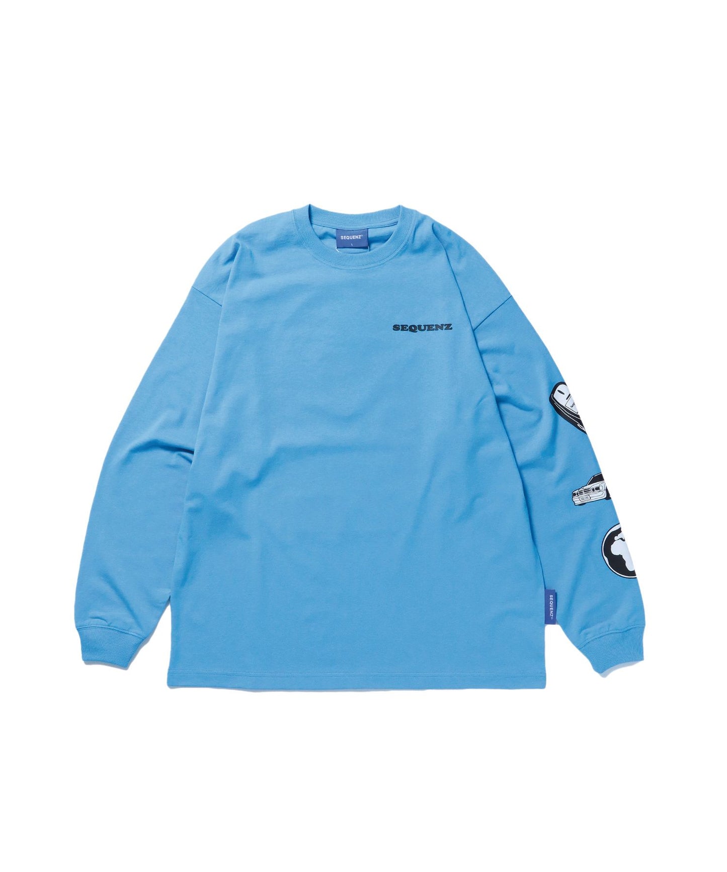 【SEQUENZ】８ボール プリント ロンT ビックサイズ 長袖 Tシャツ スカイブルー
