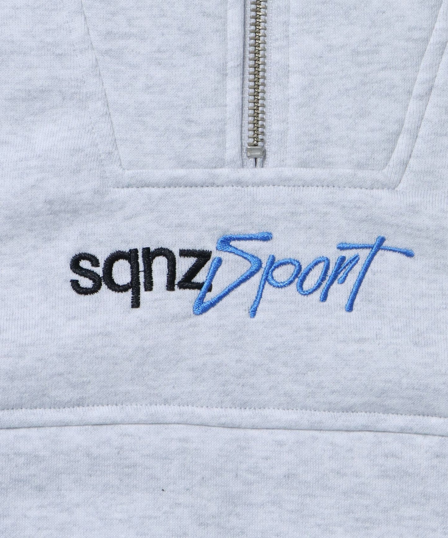 【SEQUENZ】 90's SPORTS HALF ZIP SWEAT / ロゴ 刺繍 ワッペン オーバーサイズ ハーフジップ スウェット オフホワイト
