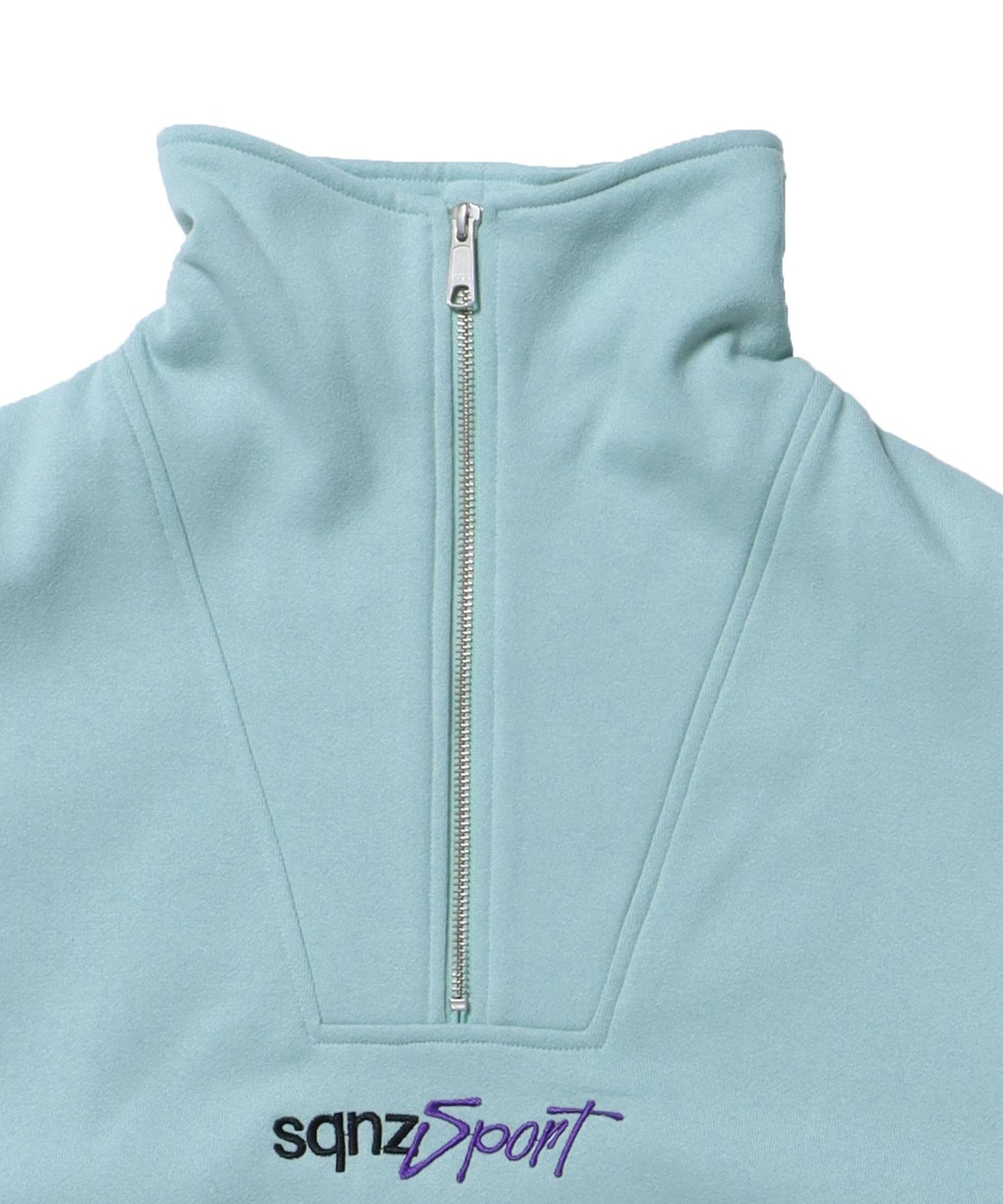 【SEQUENZ】 90's SPORTS HALF ZIP SWEAT / ロゴ 刺繍 ワッペン オーバーサイズ ハーフジップ スウェット ミント
