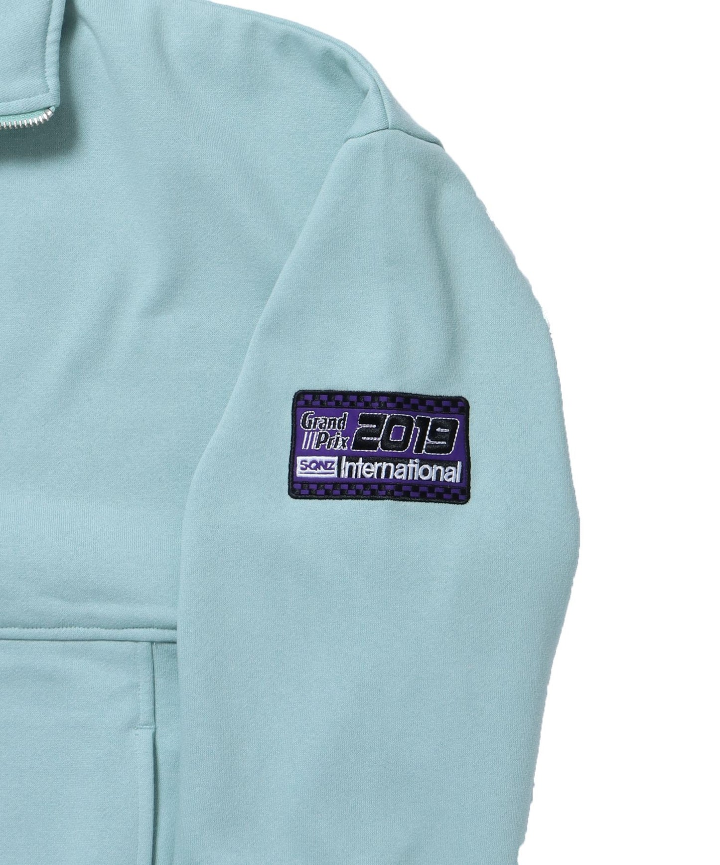 【SEQUENZ】 90's SPORTS HALF ZIP SWEAT / ロゴ 刺繍 ワッペン オーバーサイズ ハーフジップ スウェット ミント