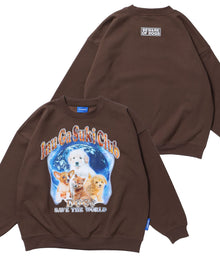 【SEQUENZ】 DOGS SHOUT-OUT C/N SWEAT / 犬が好き バックロゴ クルーネック スウェット DOG ダークブラウン
