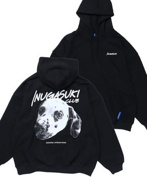 【SEQUENZ】 DALMATIAN PARKA / ダルメシアン バックロゴ オーバーサイズ パーカー ブラック