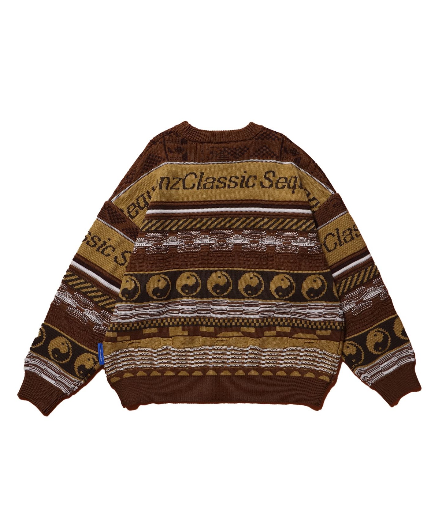 【SEQUENZ】 3D CLASSICAL SWEATER / クルーネック ストリート ビックシルエット ブラウン