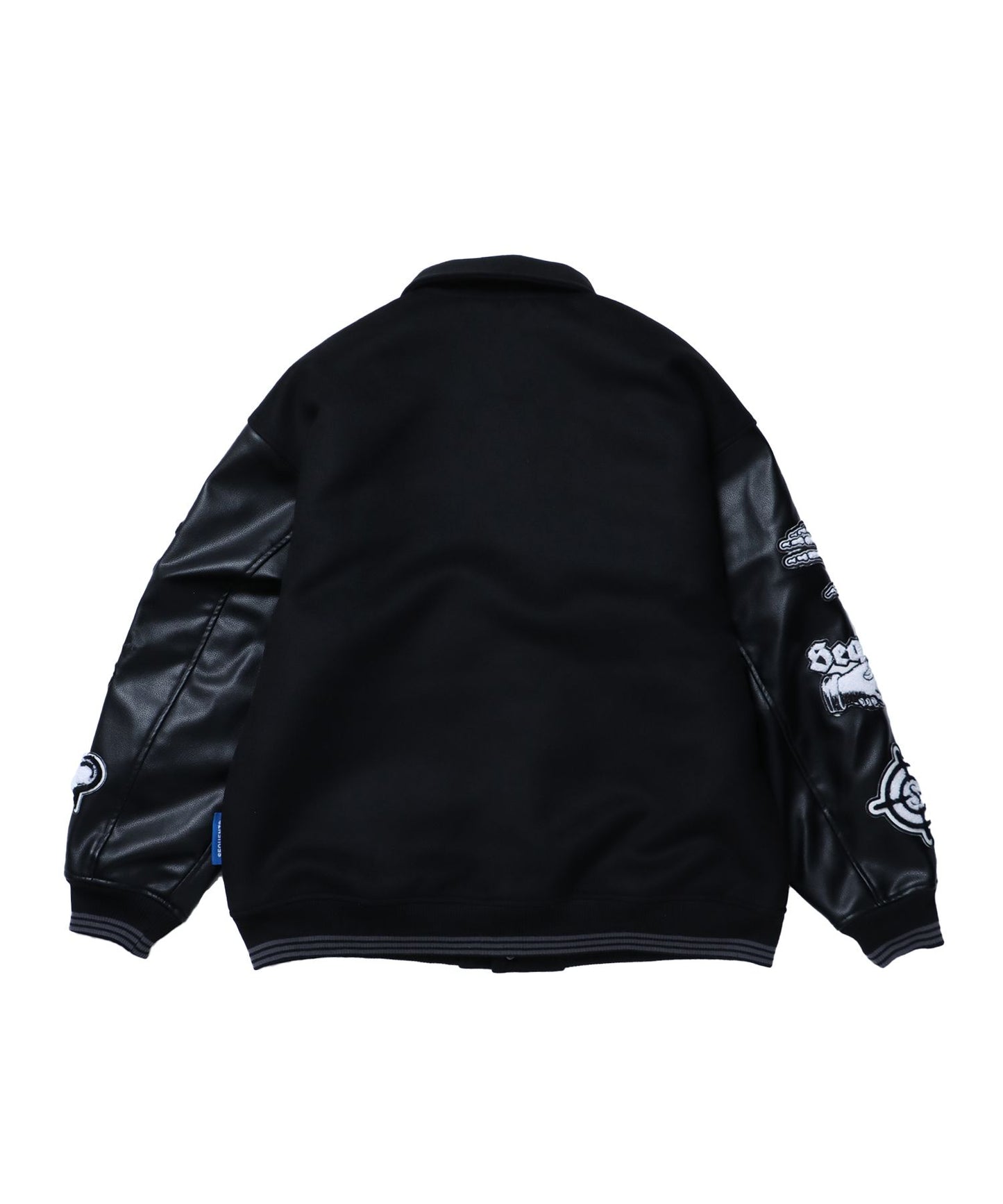 DARKNESS STADIUM JACKET / レザー 刺繍 ワッペン スタジアムジャンパー スタジャン ブラック