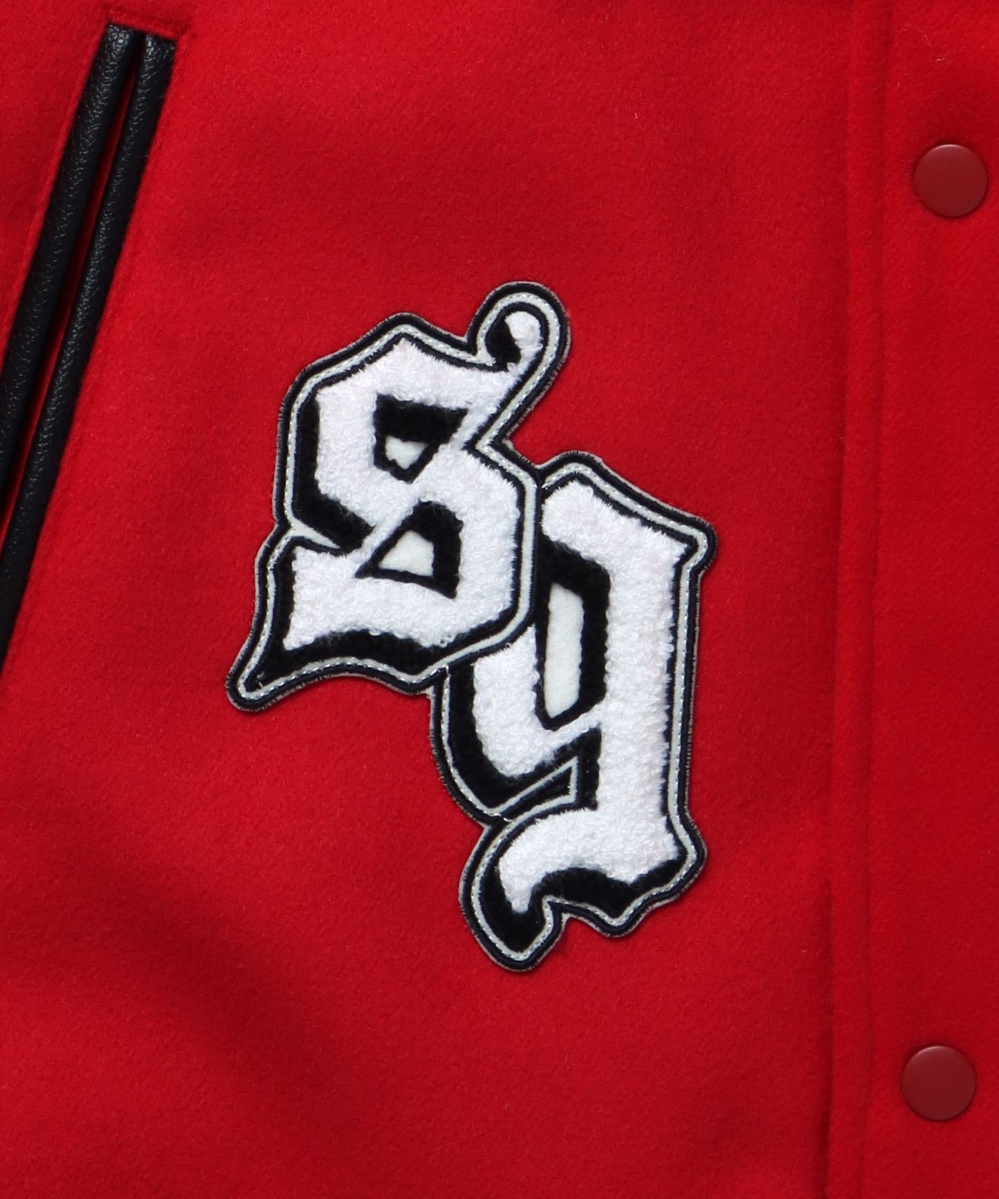 DARKNESS STADIUM JACKET / レザー 刺繍 ワッペン スタジアムジャンパー スタジャン レッド