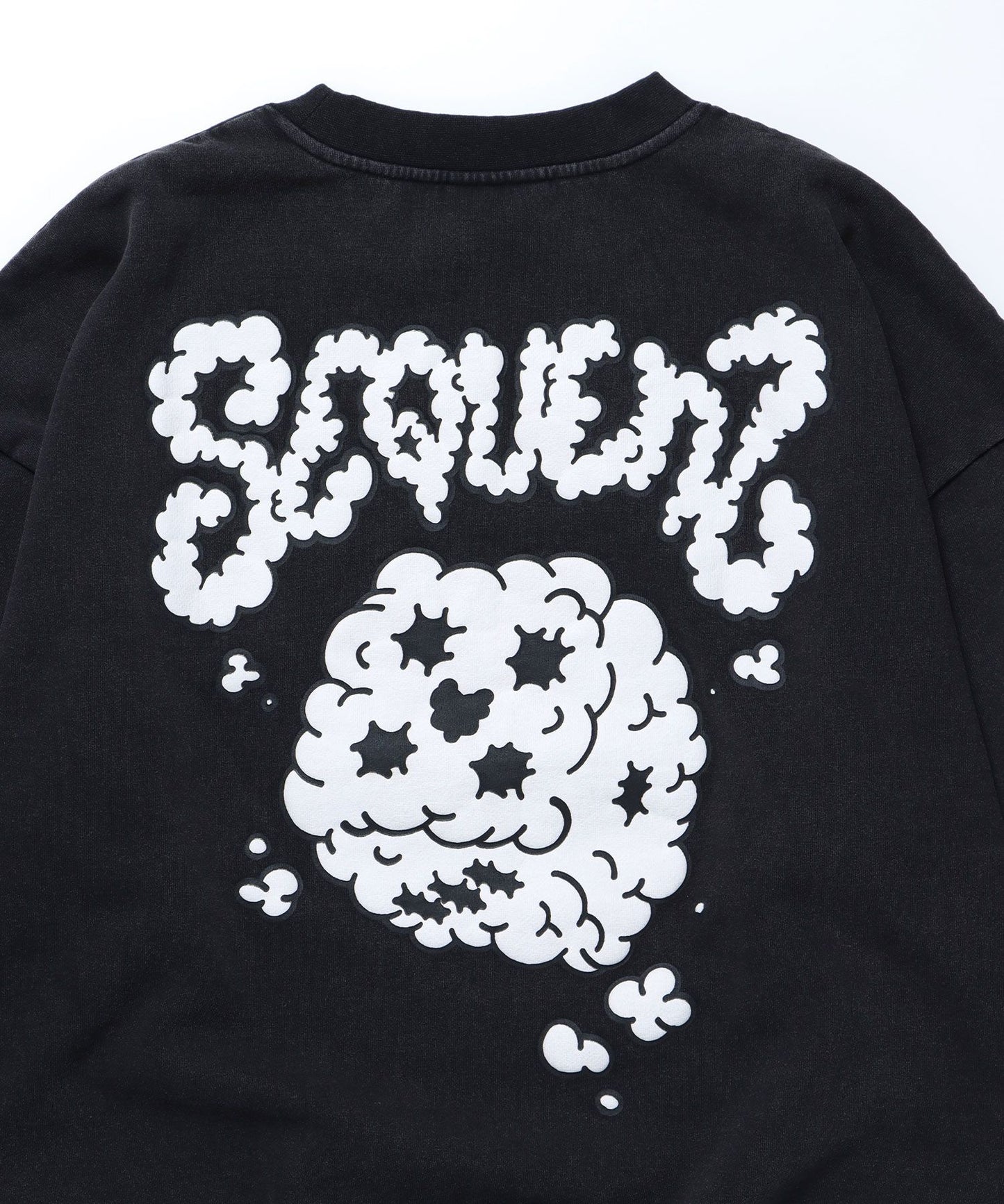 【SEQUENZ】 SMOKE DICE AGING C/N SWEAT / ヴィンテージライク スモーク ダイス クルーネック スウェット ブラック