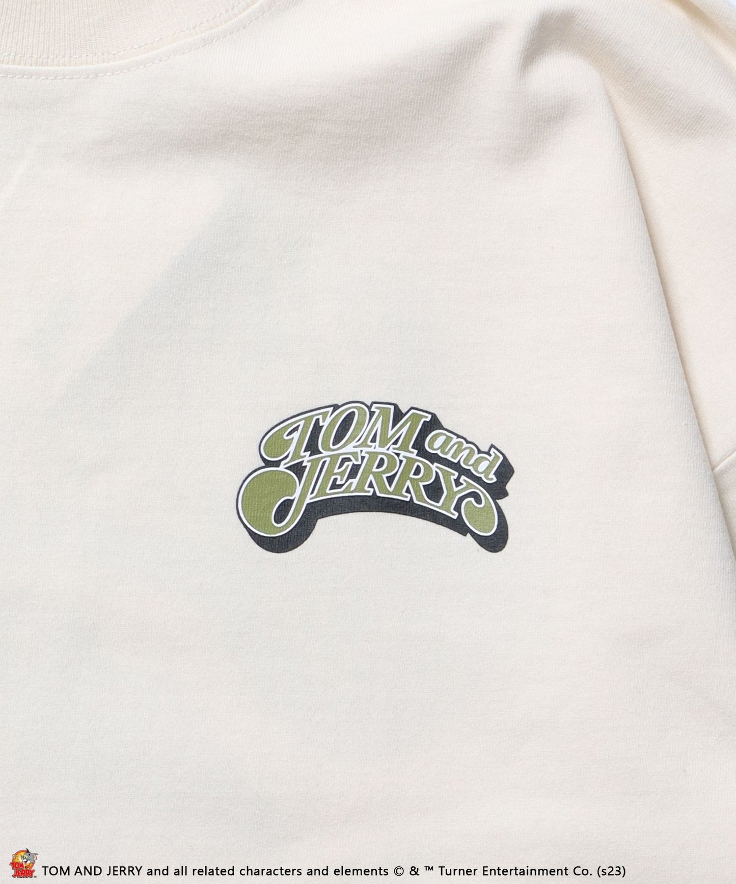 【SEQUENZ】 TOM and JERRY SK8ER L/S TEE / トムとジェリー ロンT ビックサイズ キャラクター バックプリント アイボリー