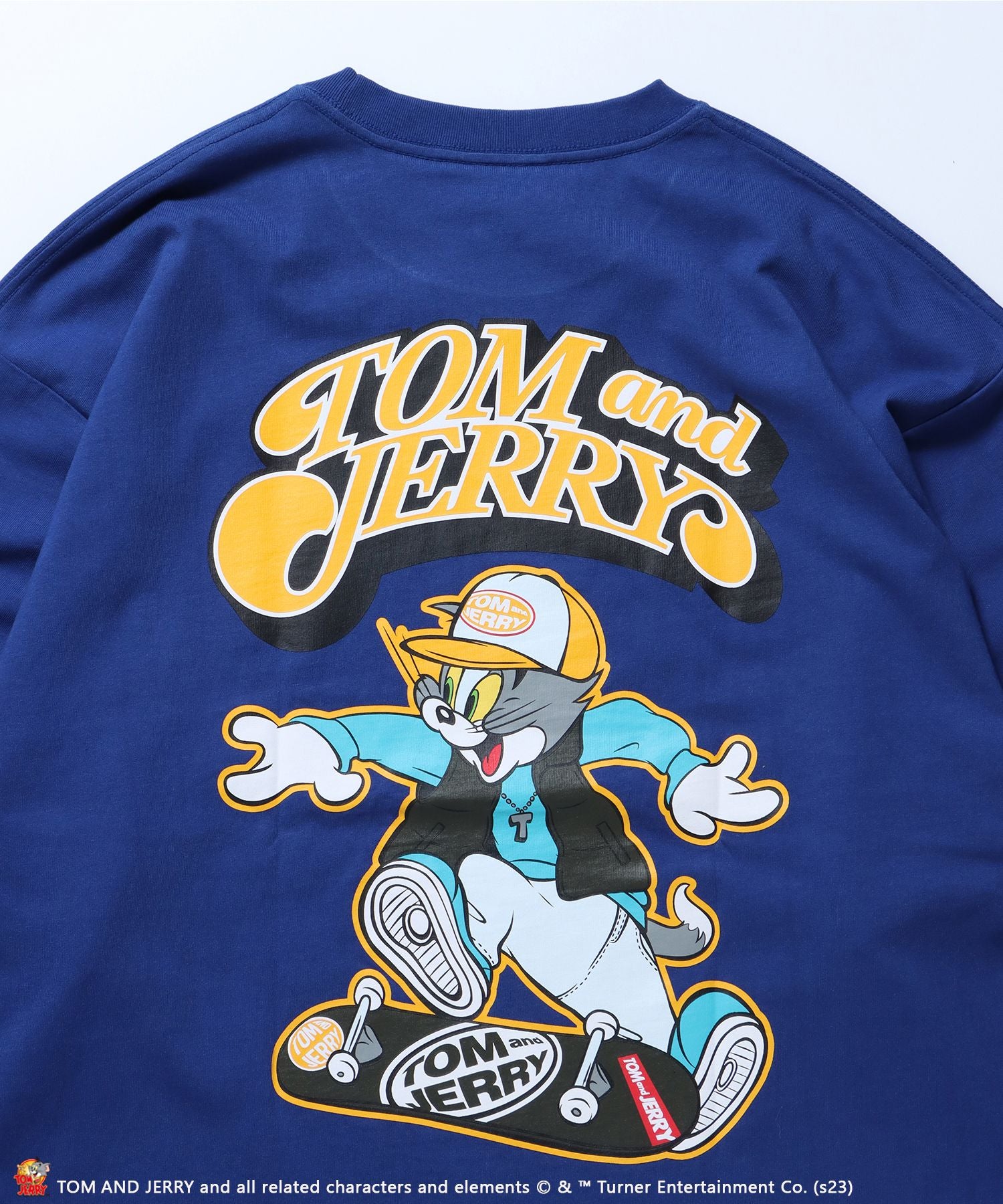 【SEQUENZ】 TOM and JERRY SK8ER L/S TEE / トムとジェリー ロンT ビックサイズ キャラクター バックプリント ロイヤルブルー