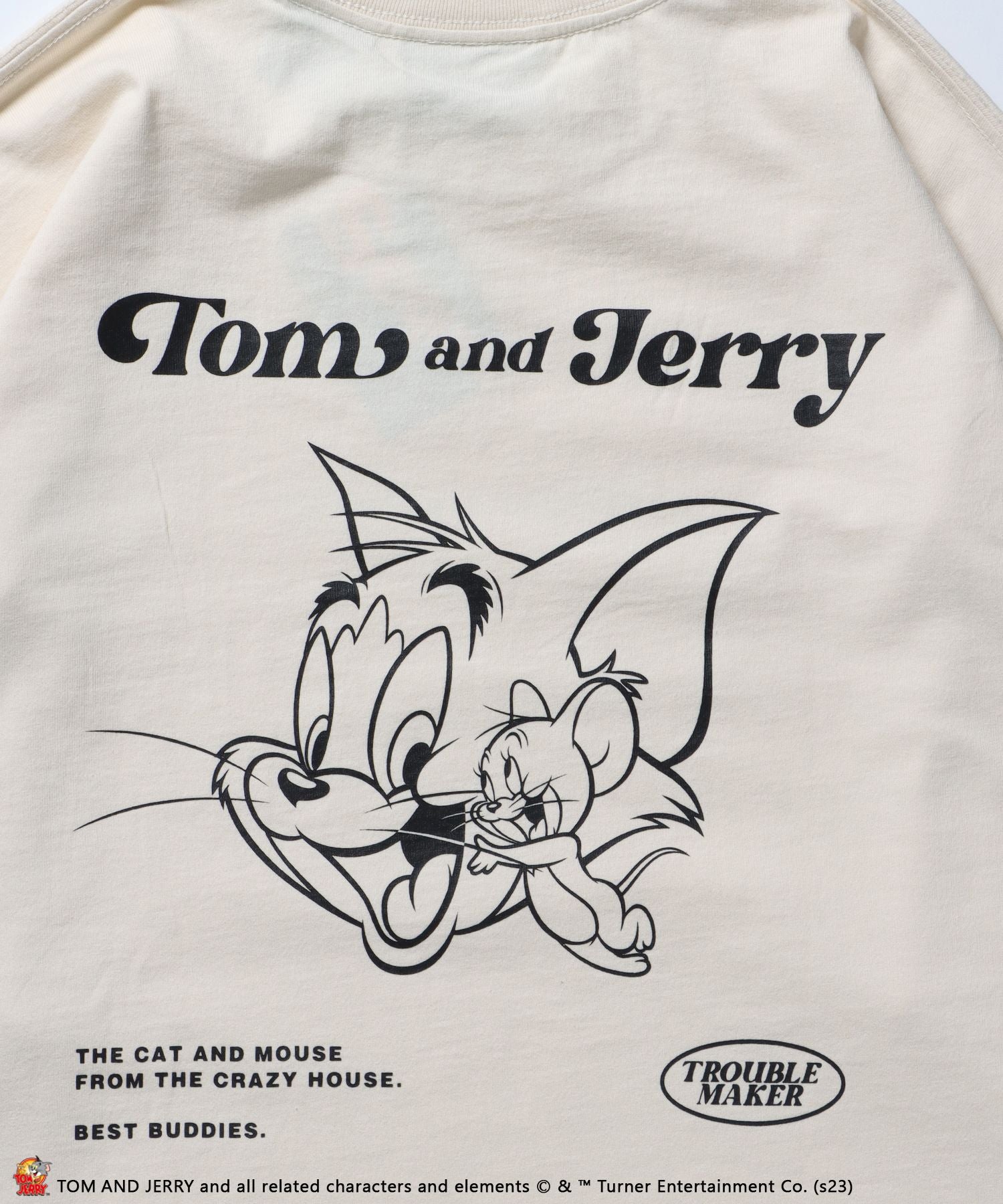 【SEQUENZ】 TOM and JERRY SK8ER L/S TEE / トムとジェリー ロンT ビックサイズ キャラクター バックプリント  アイボリー