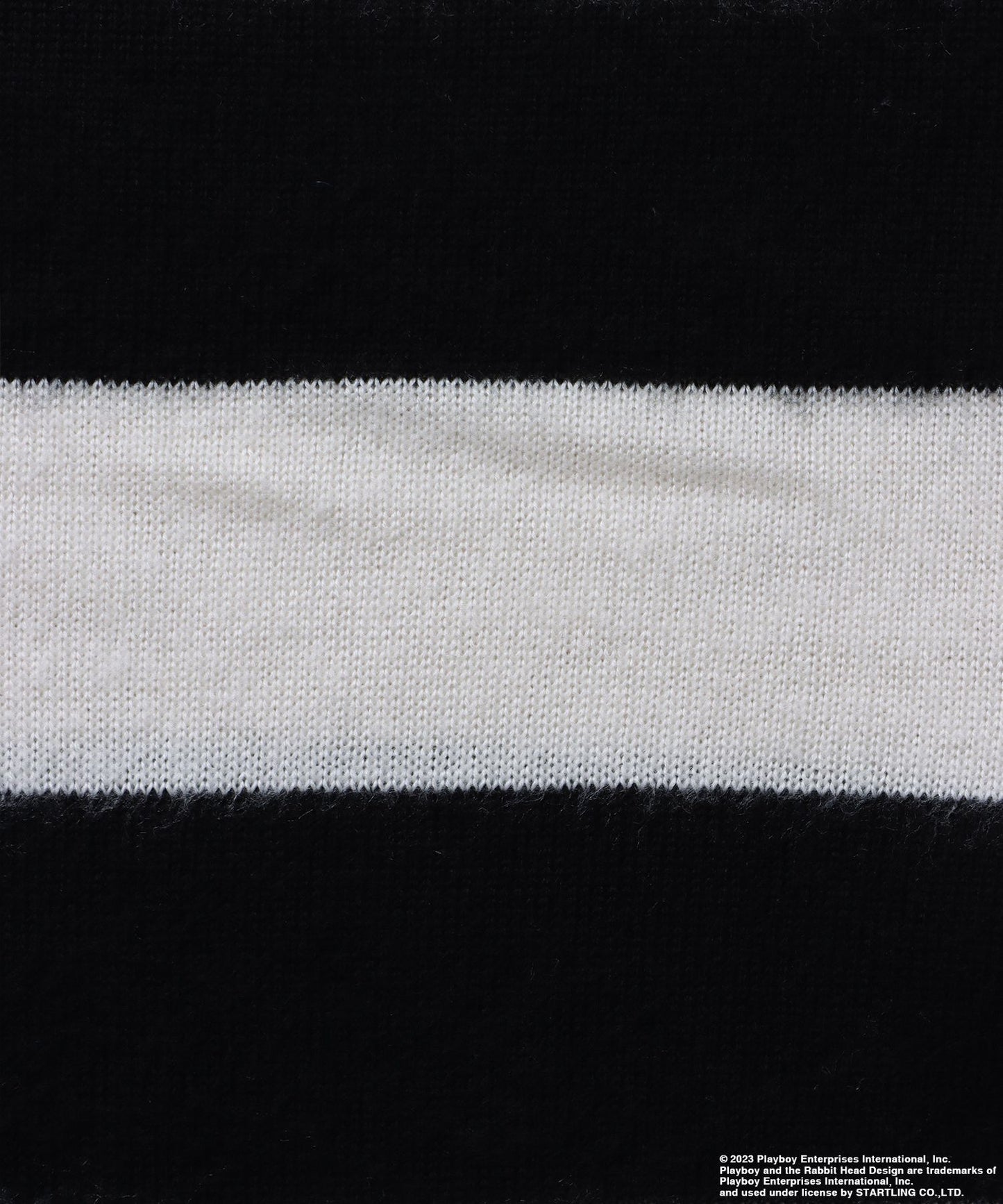 【SEQUENZ】PLAYBOY MOHAIR LIKE BORDER CN / プレイボーイ グランジ ボーダー 地雷系 ロック バニー クルーネック モヘアニット ブラック