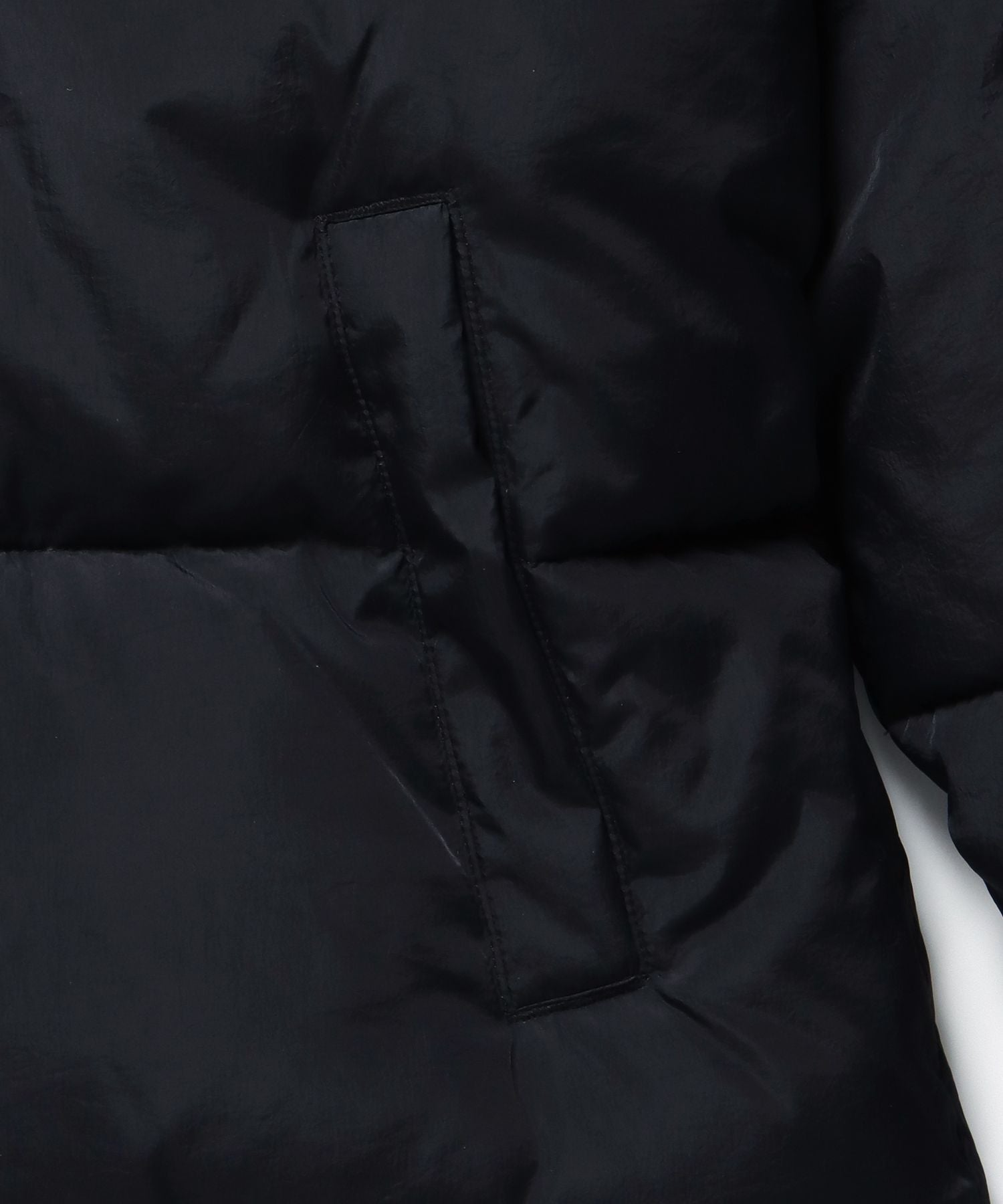 BD PUFFER JACKET / ワンポイント刺繍 フェイクダウン スタンドカラー 中綿ジャケット パファージャケット ブラック