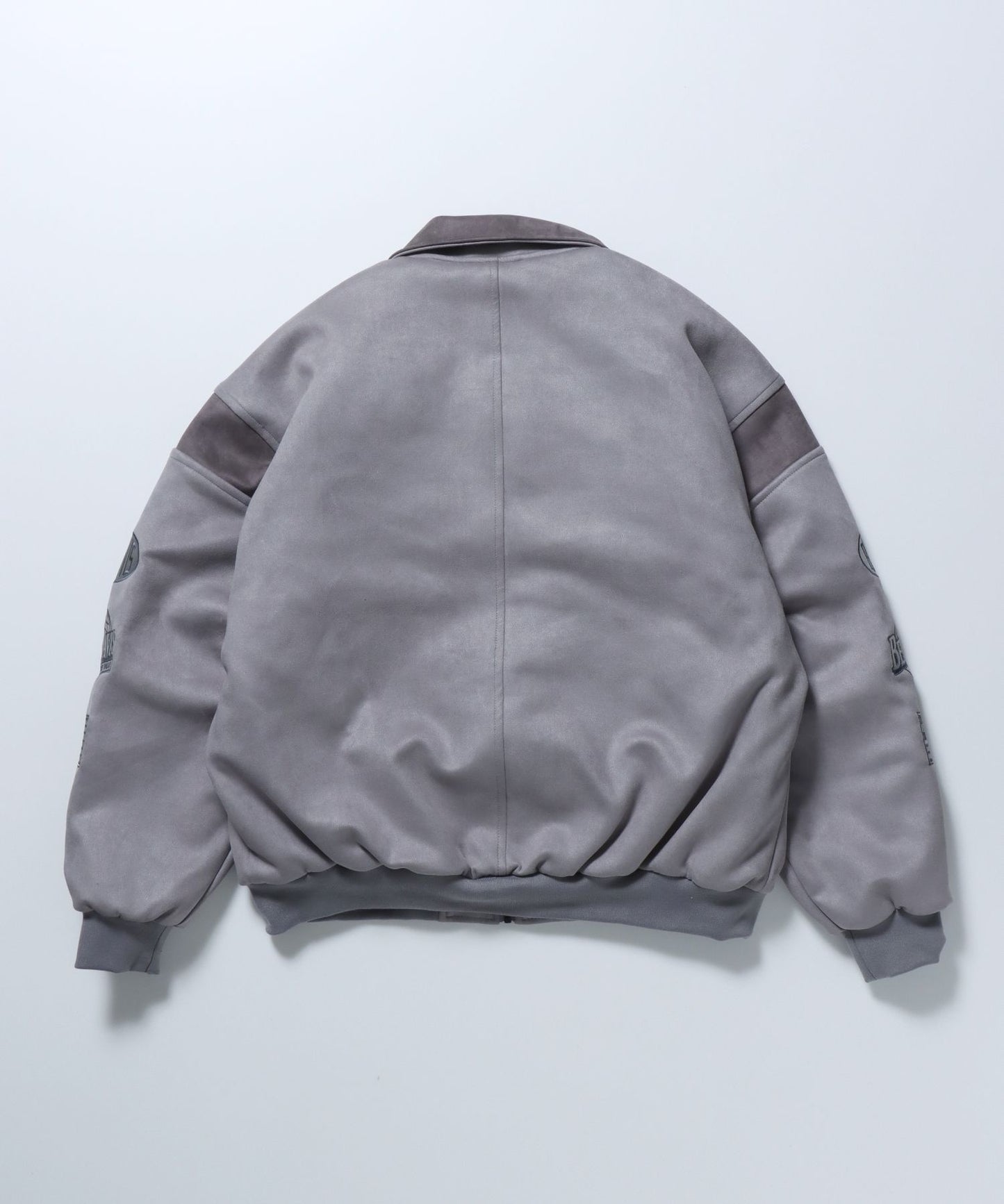 【BEN DAVIS(ベンデイビス)】 FAUX SUEDE ZIP JACKET / スウェード ワッペン ジャケット ライトグレー
