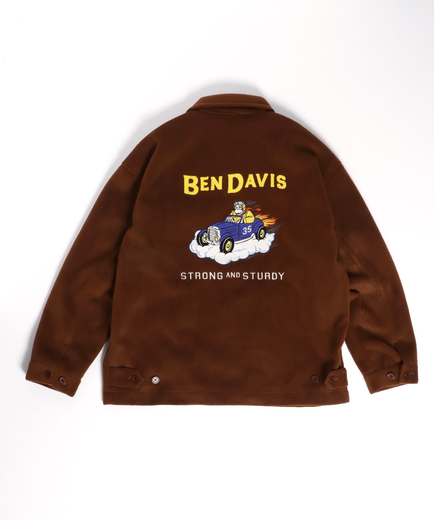【BEN DAVIS(ベンデイビス)】スウェード ジャケット チェーン刺繍 ロゴ ブラウン